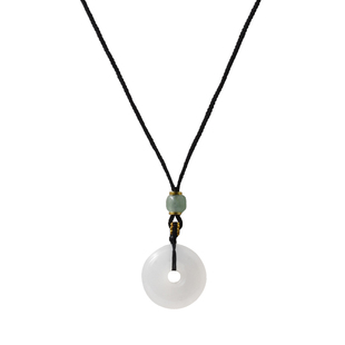 PDSTYLE 新中式天然白玉髓平安扣吊坠男女生民族风编织绳吊坠饰品