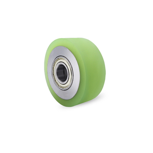 现货包胶轮聚氨酯胶辊耐磨直径100双轴承从动轮PU无动力输送胶轮