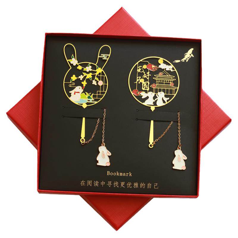 中秋节礼品金属书签团圆兔书签
