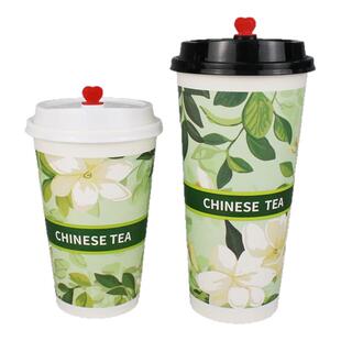 加厚奶茶纸杯一次性带盖 500/700ml双淋膜商用咖啡热饮杯定制logo