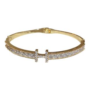 韩国新款锆石字母卡扣手镯时尚气质高级感手环网红轻奢手饰女