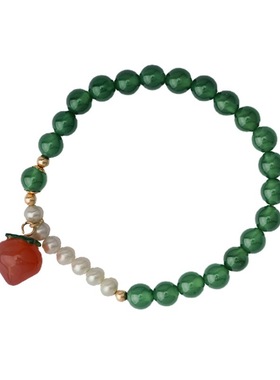 绿玉髓珍珠拼接手链国风复古手串