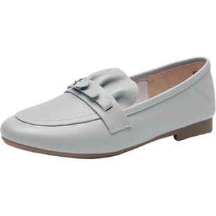 【商场同款】真皮乐福鞋女春季新款英伦风小皮鞋软皮舒适深口单鞋