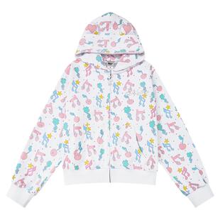 NELY小尼力潮牌26春季少女感y2k音符烫钻拉链开衫连帽卫衣女外套