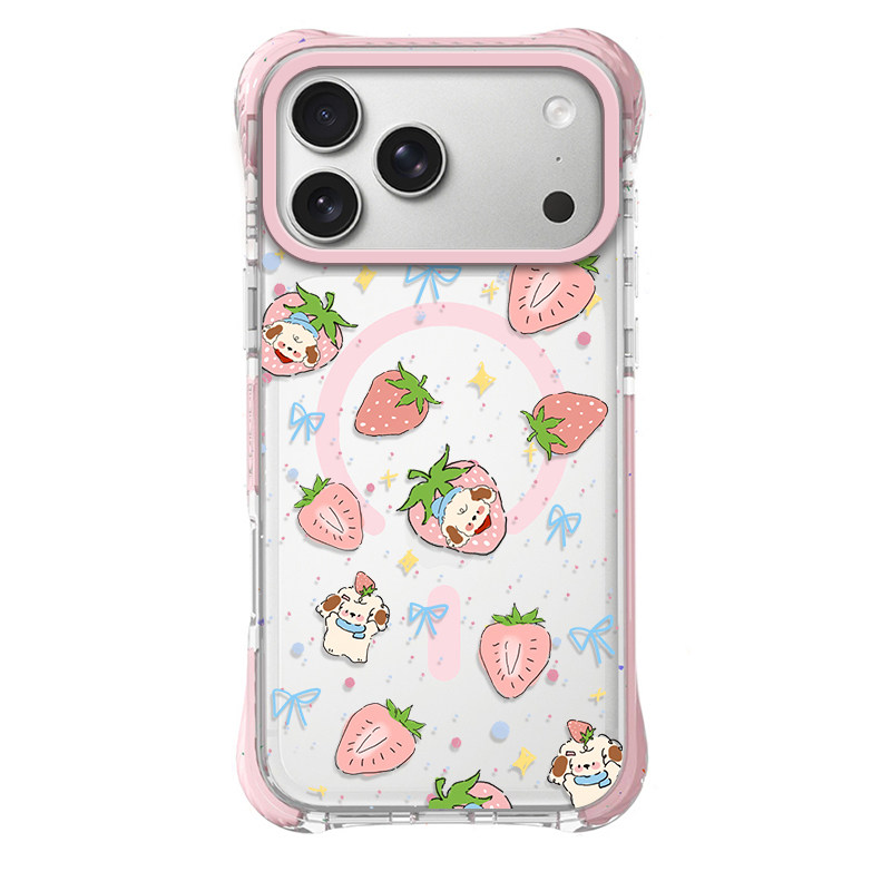 磁吸亚克力半透四角防摔适用iphone17promax苹果16pro卡通15小众14男女甜美ins包相机AI键水果草莓小狗手机壳