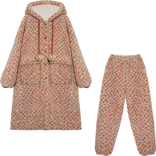 Bananagirl睡衣女士2025冬季新款加厚长款睡袍加绒可外穿家居服冬