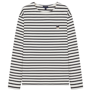 TeenieWeenie小熊男装细条纹T恤2025夏季新款简约圆领海军风上衣