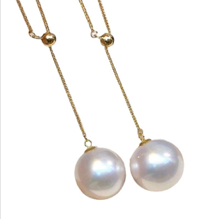 DIY珍珠配件 S925纯银套链空托 肖邦Y链吊坠带银链 配8-12mm圆巴