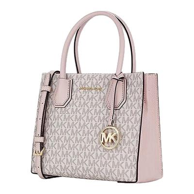 MICHAEL KORS 女士MERCER系列香草拼粉色皮革手提斜挎包  35S1GM9