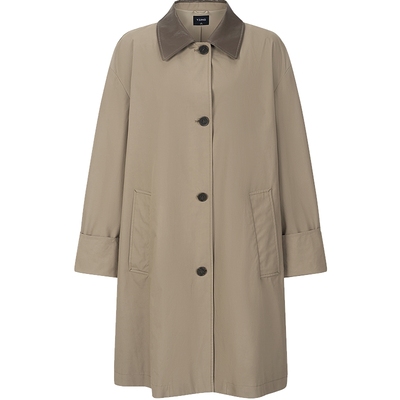 【1.20新品会员9折】衣香丽影巴恩风撞色皮领风衣小个子时尚外套