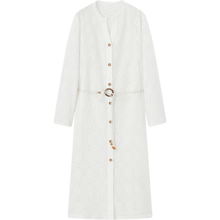 爱居兔波嬉镂空薄款针织衫女夏季新款中长款外搭叠穿开衫