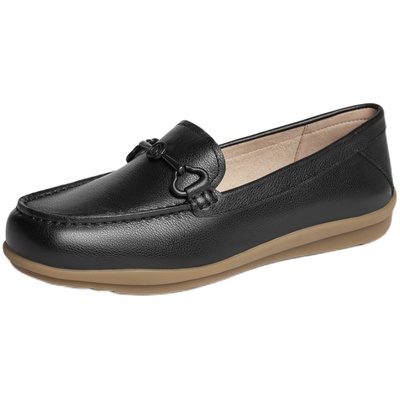 森达可可乐福鞋女鞋春秋商场同款真皮柔软舒适百搭通勤白色单鞋