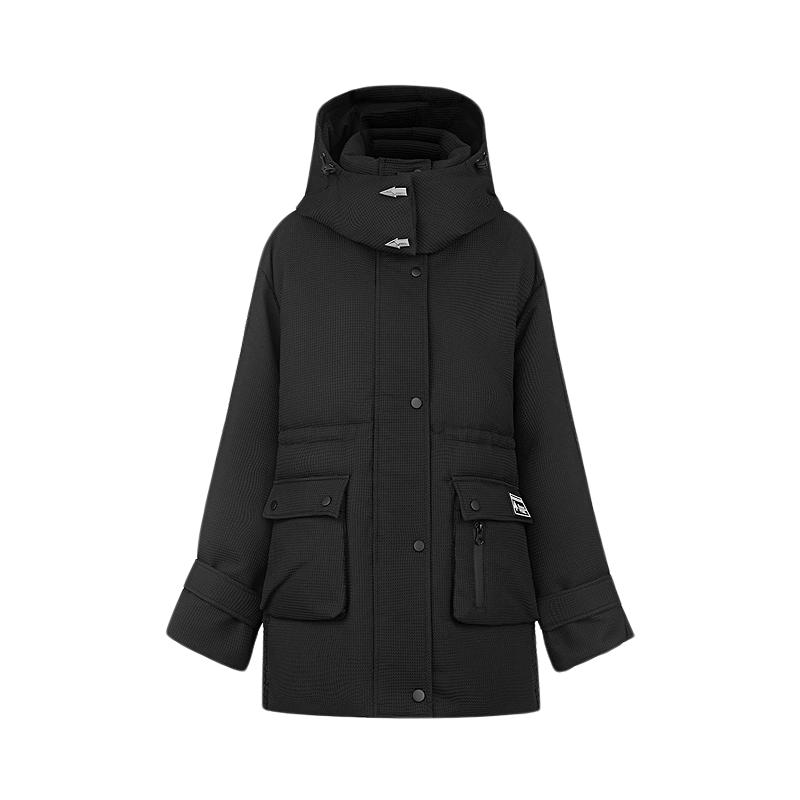 sdeer连帽撞色字母拼接羽绒服