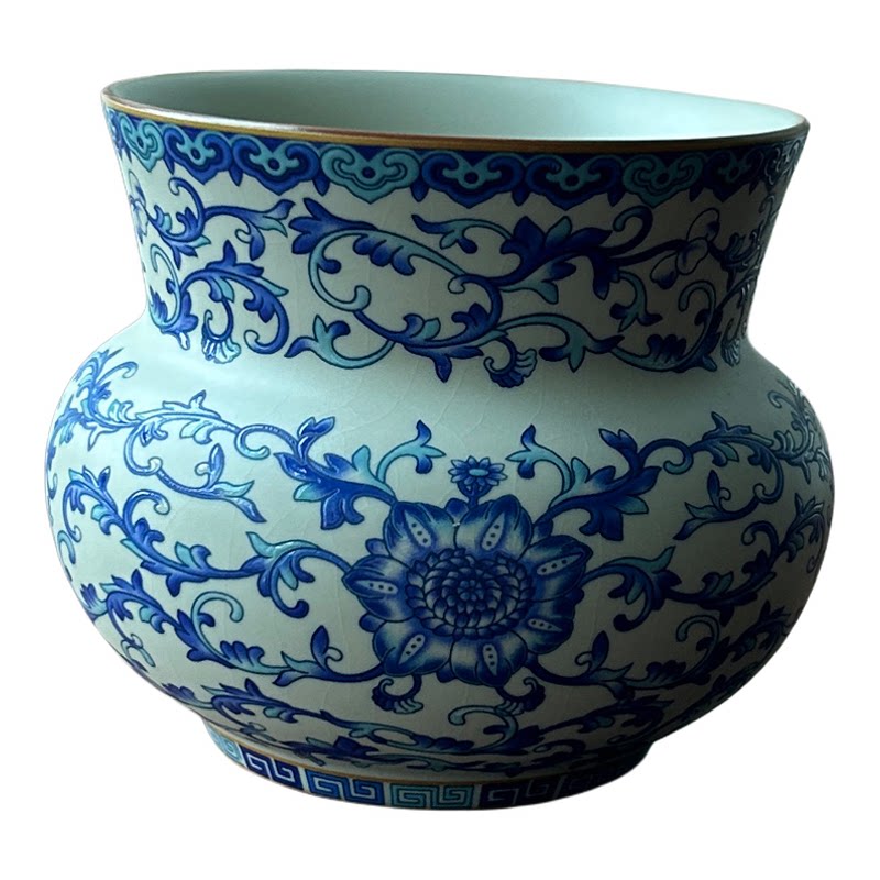 青花汝窑茶渣缸杯洗陶瓷建水盂