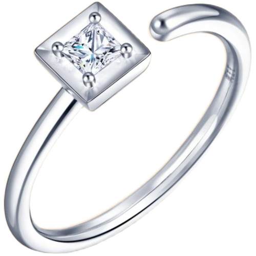 周生生小方糖18K白色黄金钻石戒指90802R