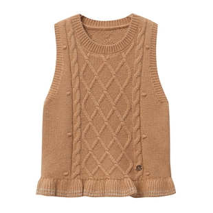 【绵羊毛+兔毛】ETTOI爱多娃女童无袖背心儿童外穿马甲秋季新款