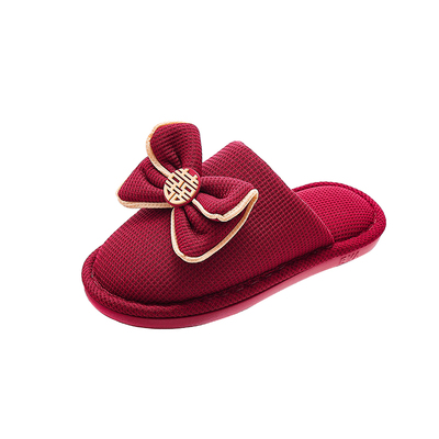 结婚棉拖鞋一对红色婚鞋
