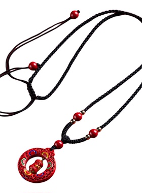 时来运转男女士朱砂项链吊坠