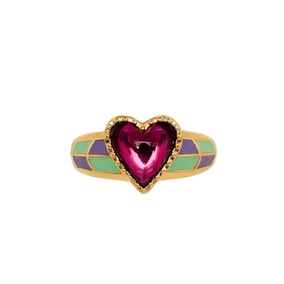 田曦薇孙千同款紫眼爱心戒指