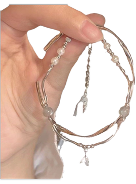 鱼尾设计感手链女甜美双层叠戴莫比乌斯手镯小众个性百搭气质手饰