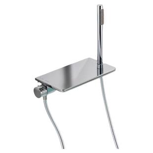 霖代卫浴明装浴缸水龙头冷热挂墙式浴盆水池瀑布水龙头贴墙无缝