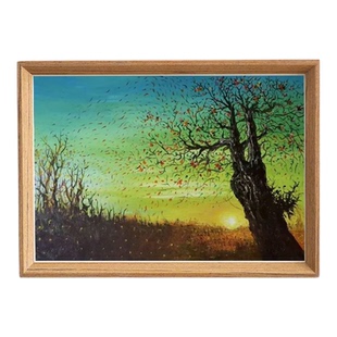 姜维的画作春夏秋冬照片摆台木质相框治愈系礼物生命力收藏摆件