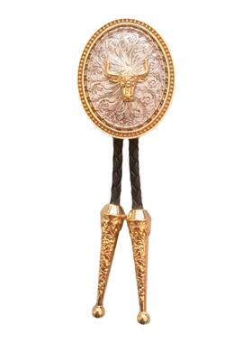 纯金电镀领带男pu皮绳唐草纹