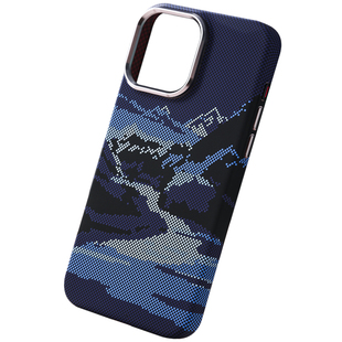 雪朗格山河系列适用苹果17promax手机壳凯夫拉纹iphone 16pro肤感手机套15pro磁吸无限充电magsafePC水贴硬壳