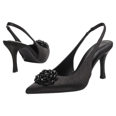 法式优雅名媛风山茶花包头凉鞋