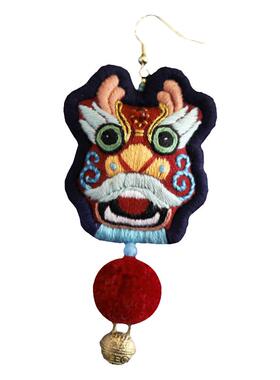 花暖迷你灵龙腾中国风潮耳环钉多功能挂件diy刺绣材料包礼钥匙扣