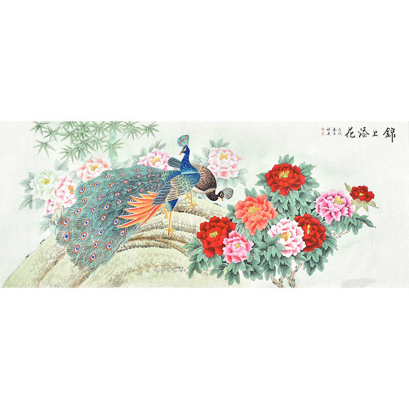 名家手绘巨幅工笔画真迹花鸟画