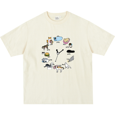 猫的一天（低能量无社交版）T恤