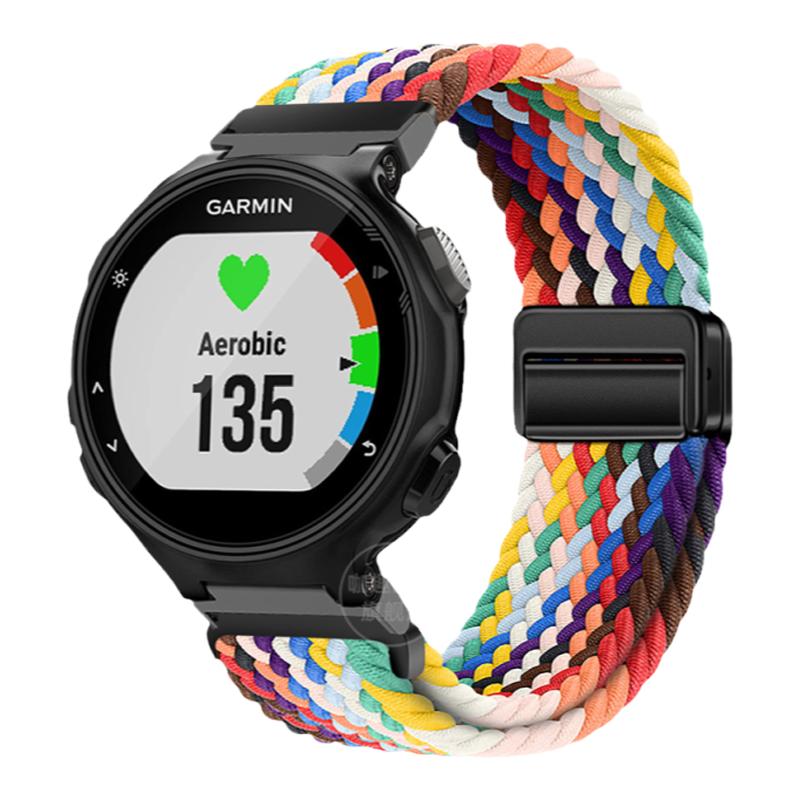 适用Garmin佳明Forerunner235表带弹力尼龙编织磁吸扣腕带佳明手表735XT/235L/230/220/620/630个性替换表链