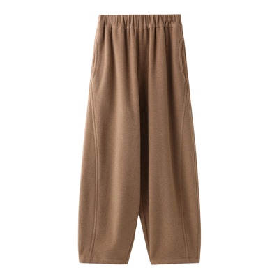 松紧腰软黄金山羊奶绒羊绒长裤