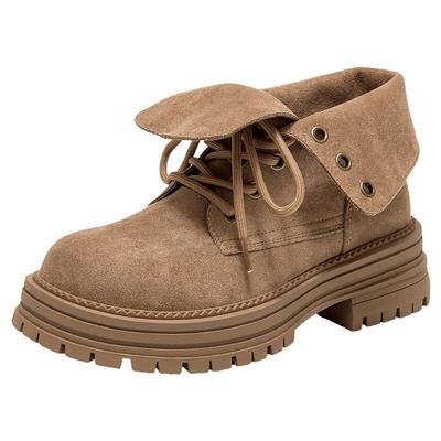 大东官方正品棕色厚底马丁靴工装