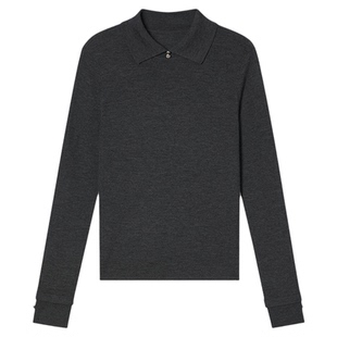 PSALTER诗篇羊毛坑条毛衣翻领弹力廓形羊毛衫针织衫2025冬款