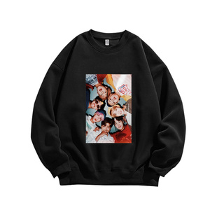 BTS 粉丝周边印花重磅纯棉圆领卫衣百搭男女同款韩团宽松休闲潮流