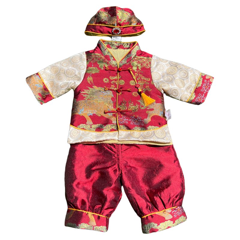 新中式宝宝衣服抓周宴男宝衣服