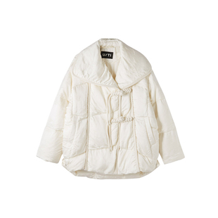 U/TI新中式大翻领羽绒服女轻量云感90白鸭绒外套尤缇2025冬季新款