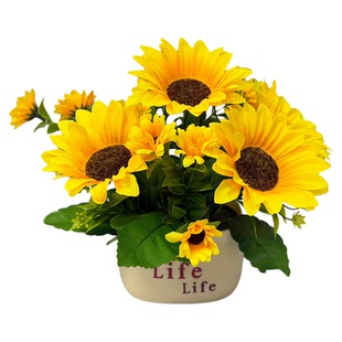 仿真向日葵花束假花摆设客厅餐桌小盆栽绿植室内装饰品摆件玫瑰花