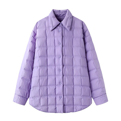 巨好看的洋气紫色抽绳羽绒服女士