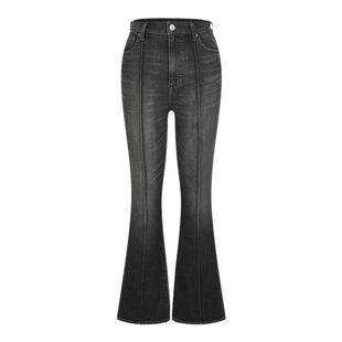 MOUSSY 冬季新品磨白磨破修身微喇裤线条牛仔裤028HAA12-1261