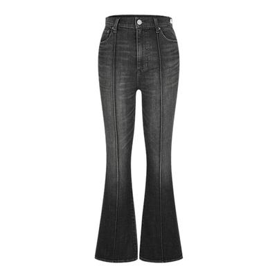 MOUSSY 冬季新品磨白磨破修身微喇裤线条牛仔裤028HAA12-1261