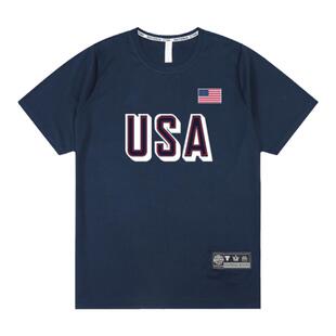 2024美国男篮杜兰特训练服速干短袖 美式库里詹姆斯同款投篮服T恤