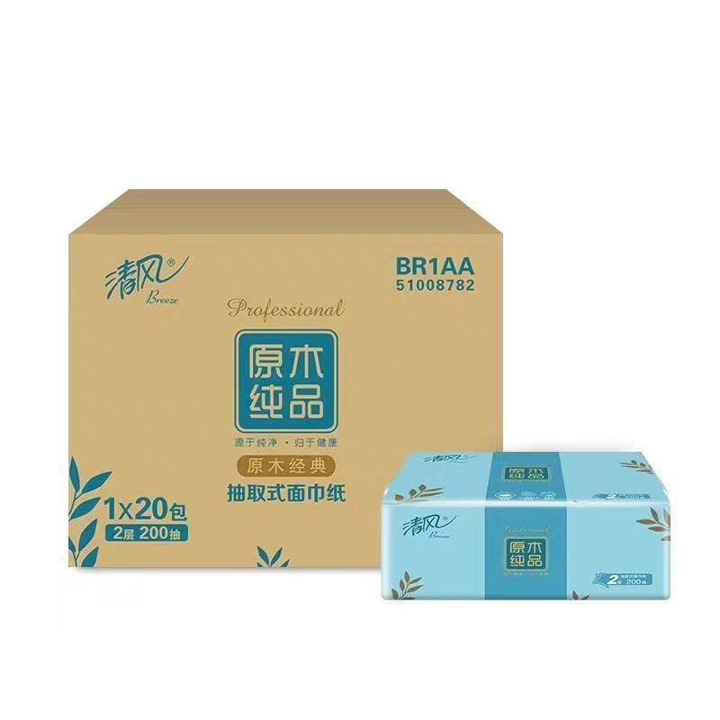 清风200抽大包抽纸整箱20包