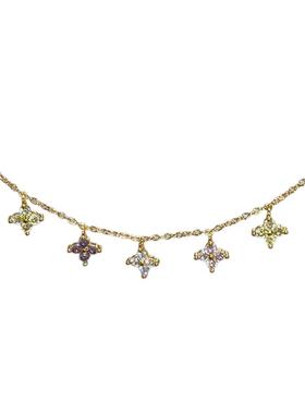 PURE四叶草手链女粉紫色夏日小清新花朵手饰多巴胺甜美少女手链