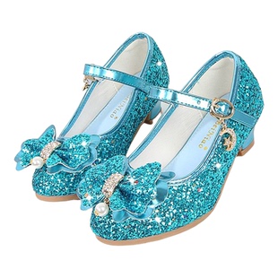 叶罗丽儿童高跟鞋艾莎公主水晶鞋闪闪亮片单鞋女童配晚礼服的鞋子