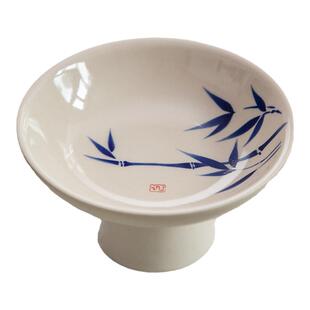 中式茶点盘简约家用陶瓷点心盘高足精致果盘喝茶糕点干果零食盘子