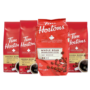 美国直邮Tim Hortons经典咖啡豆中度烘焙国民研磨速溶咖啡可可粉