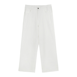 weave 经典再现 复古水洗白色直筒牛仔裤男重磅百搭宽松休闲长裤